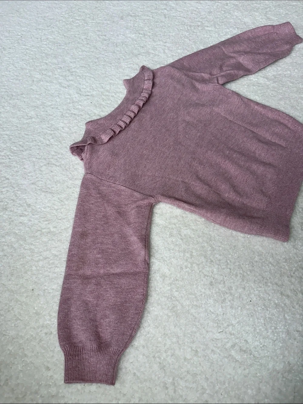 Zara Dusty Rose Embellished Collar Knit Sweater